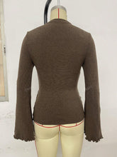 Turtleneck Flared Sleeve Ruched Slim Fit T-Shirt